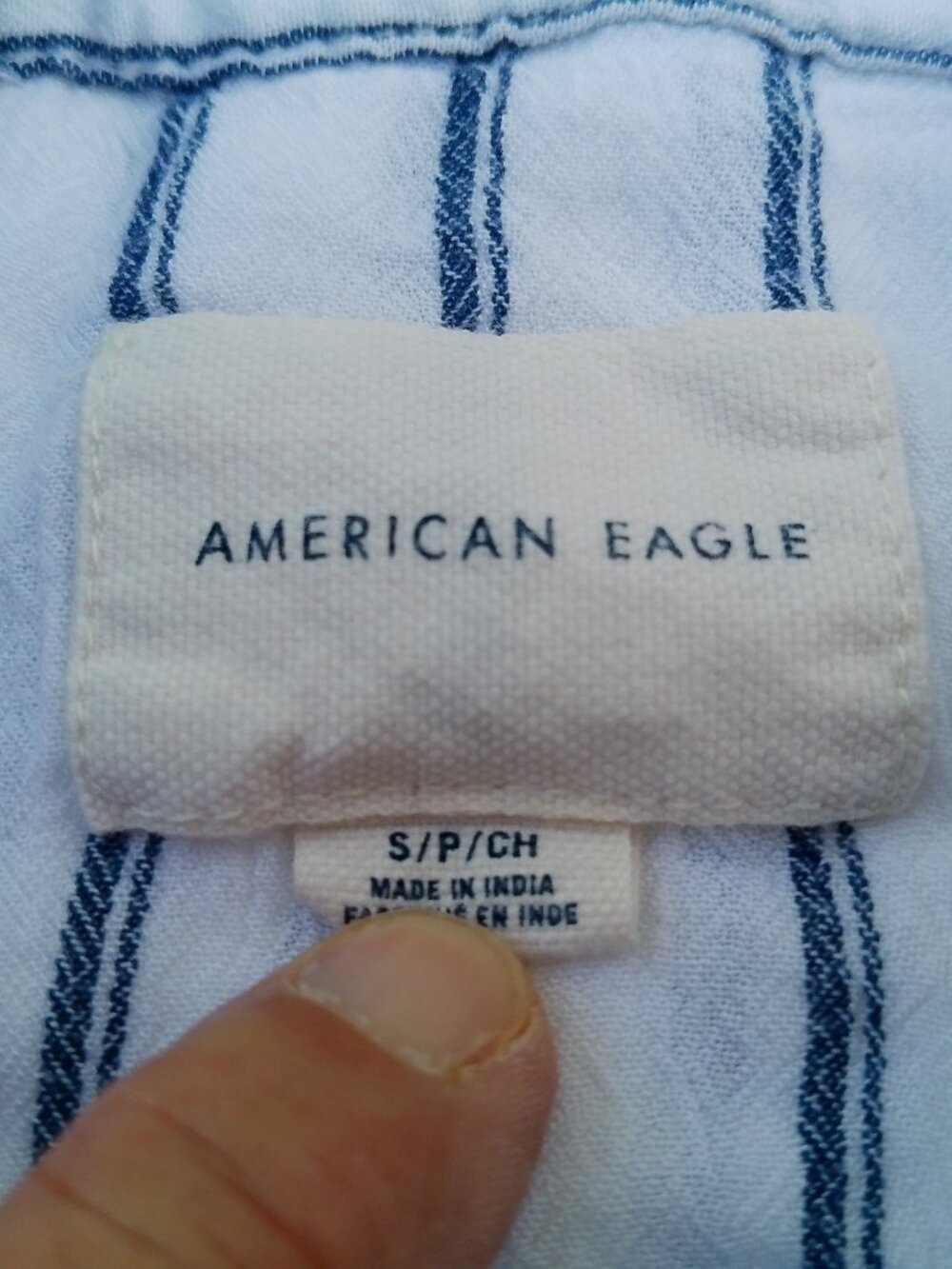 AMERICAN EAGLE BLOUSE WHITE BLUE STRIPE SIZE SMALL GOOD CONDITION - Picture 6 of 9